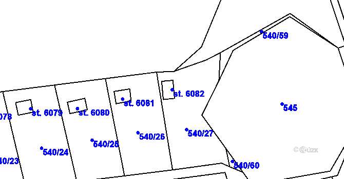 Parcela st. 6082 v KÚ Cheb, Katastrální mapa