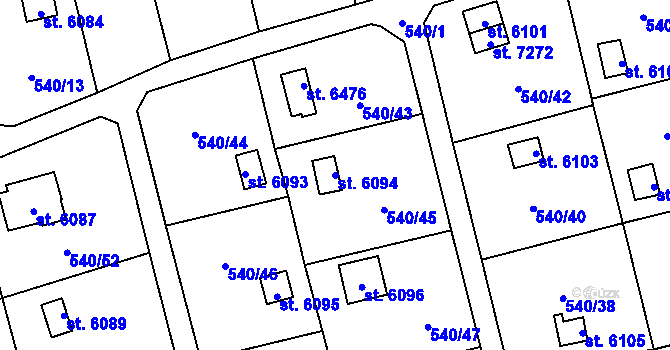 Parcela st. 6094 v KÚ Cheb, Katastrální mapa