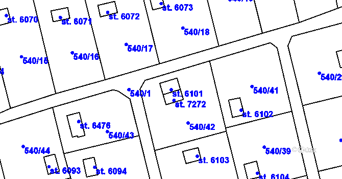 Parcela st. 6101 v KÚ Cheb, Katastrální mapa