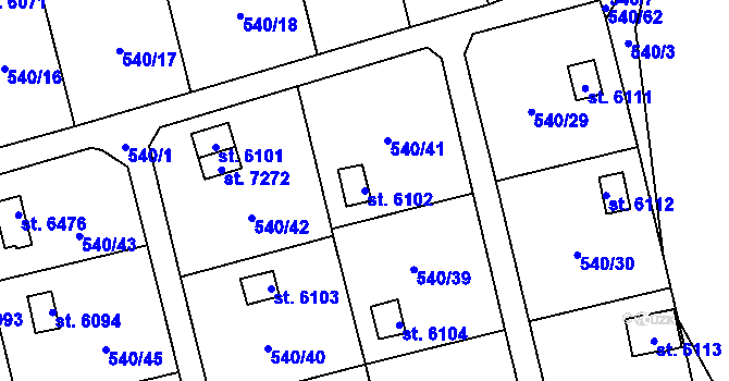 Parcela st. 6102 v KÚ Cheb, Katastrální mapa