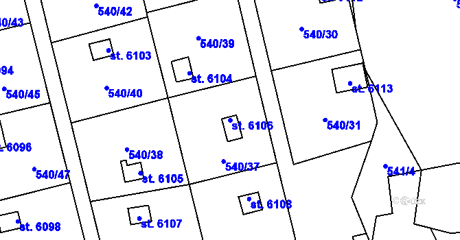 Parcela st. 6106 v KÚ Cheb, Katastrální mapa