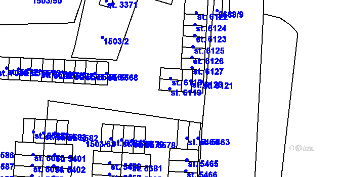 Parcela st. 6119 v KÚ Cheb, Katastrální mapa