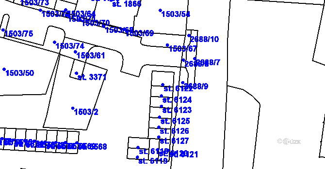 Parcela st. 6122 v KÚ Cheb, Katastrální mapa