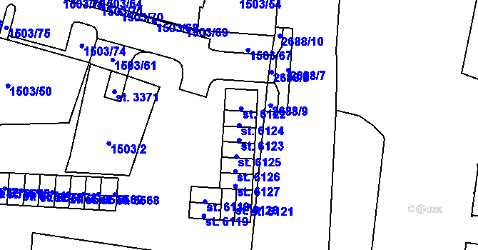 Parcela st. 6124 v KÚ Cheb, Katastrální mapa