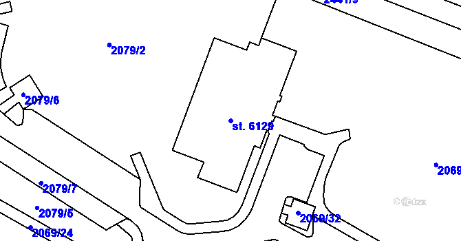 Parcela st. 6129 v KÚ Cheb, Katastrální mapa