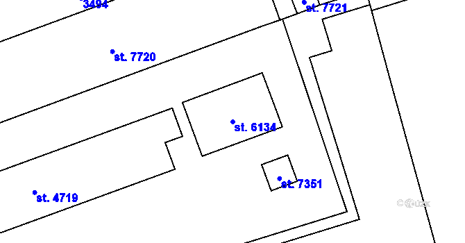Parcela st. 6134 v KÚ Cheb, Katastrální mapa