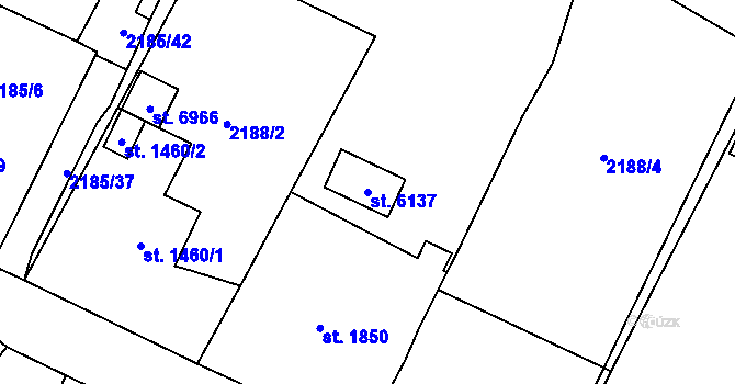 Parcela st. 6137 v KÚ Cheb, Katastrální mapa