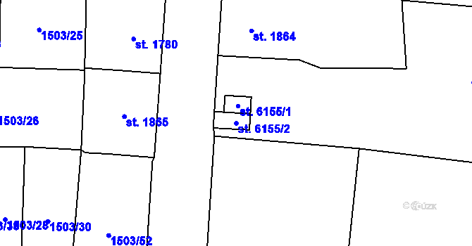 Parcela st. 6155/2 v KÚ Cheb, Katastrální mapa