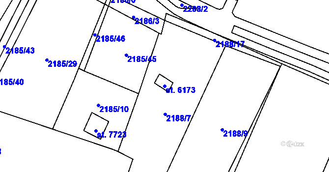 Parcela st. 6173 v KÚ Cheb, Katastrální mapa
