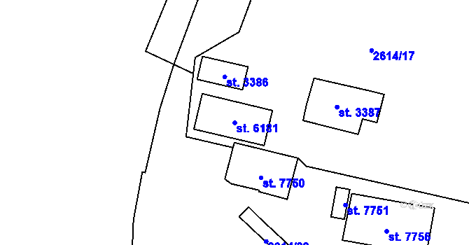Parcela st. 6181 v KÚ Cheb, Katastrální mapa