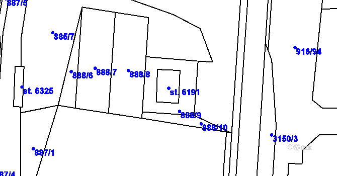 Parcela st. 6191 v KÚ Cheb, Katastrální mapa