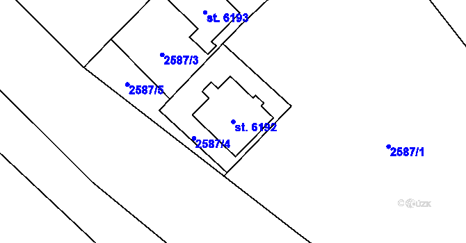 Parcela st. 6192 v KÚ Cheb, Katastrální mapa