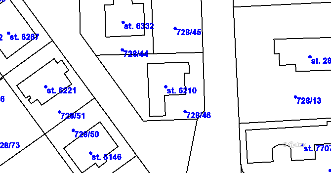 Parcela st. 6210 v KÚ Cheb, Katastrální mapa