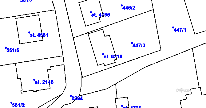 Parcela st. 6218 v KÚ Cheb, Katastrální mapa