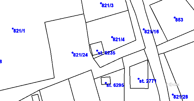 Parcela st. 6235 v KÚ Cheb, Katastrální mapa