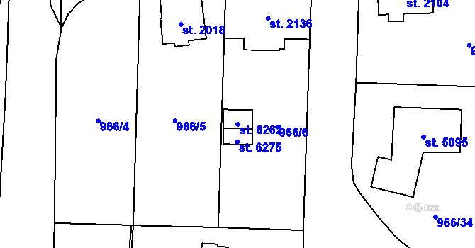 Parcela st. 6262 v KÚ Cheb, Katastrální mapa
