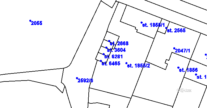 Parcela st. 6281 v KÚ Cheb, Katastrální mapa