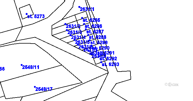 Parcela st. 6291 v KÚ Cheb, Katastrální mapa