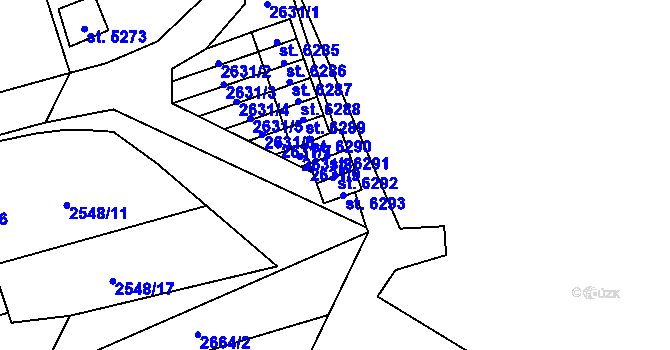 Parcela st. 6292 v KÚ Cheb, Katastrální mapa