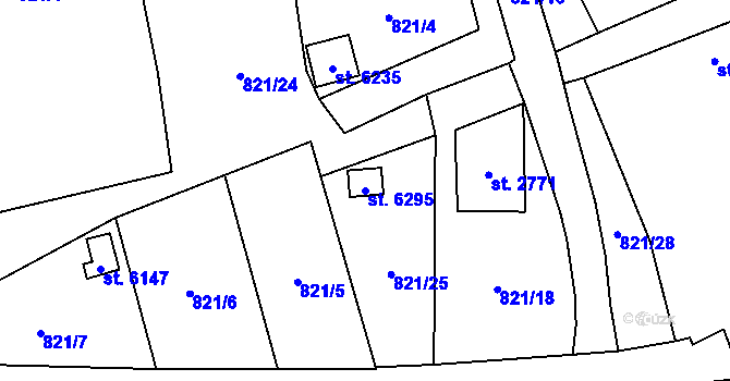 Parcela st. 6295 v KÚ Cheb, Katastrální mapa