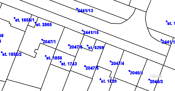 Parcela st. 6298 v KÚ Cheb, Katastrální mapa