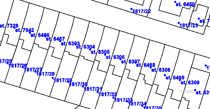 Parcela st. 6306 v KÚ Cheb, Katastrální mapa