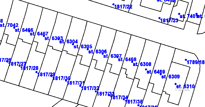 Parcela st. 6307 v KÚ Cheb, Katastrální mapa