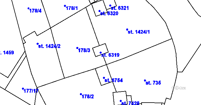 Parcela st. 6319 v KÚ Cheb, Katastrální mapa