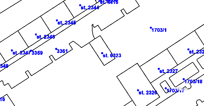 Parcela st. 6323 v KÚ Cheb, Katastrální mapa