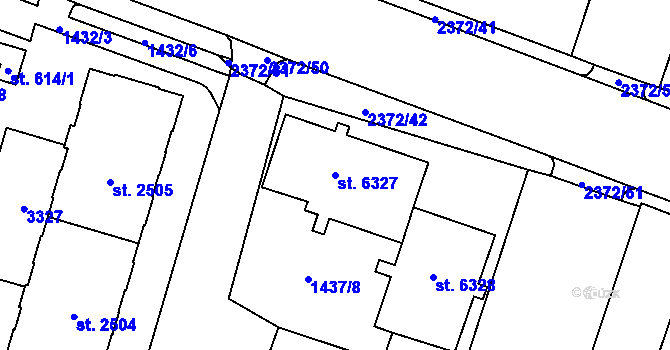 Parcela st. 6327 v KÚ Cheb, Katastrální mapa