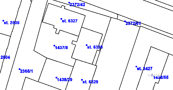 Parcela st. 6328 v KÚ Cheb, Katastrální mapa