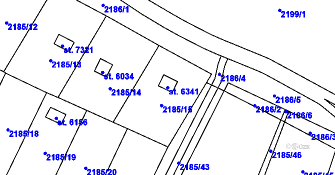 Parcela st. 6341 v KÚ Cheb, Katastrální mapa