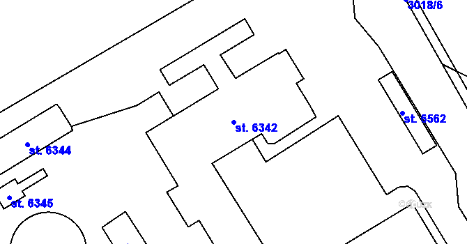 Parcela st. 6342 v KÚ Cheb, Katastrální mapa