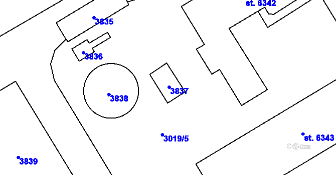 Parcela st. 6346 v KÚ Cheb, Katastrální mapa