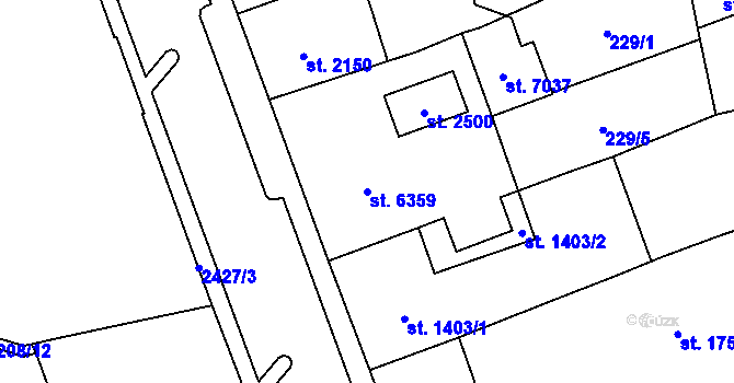 Parcela st. 6359 v KÚ Cheb, Katastrální mapa