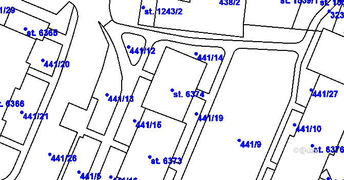 Parcela st. 6374 v KÚ Cheb, Katastrální mapa