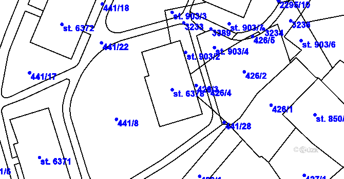 Parcela st. 6378 v KÚ Cheb, Katastrální mapa