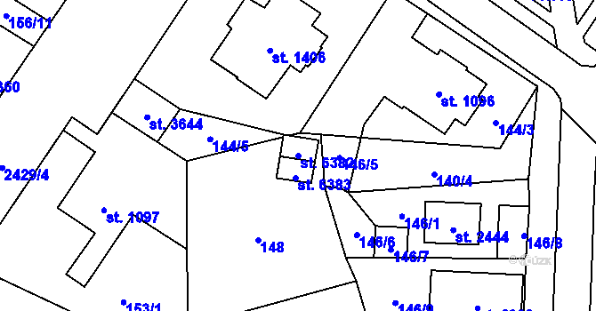 Parcela st. 6382 v KÚ Cheb, Katastrální mapa