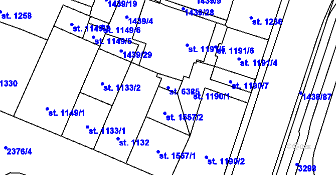 Parcela st. 6385 v KÚ Cheb, Katastrální mapa