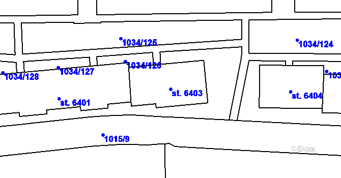 Parcela st. 6403 v KÚ Cheb, Katastrální mapa