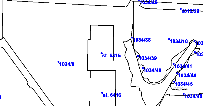 Parcela st. 6415 v KÚ Cheb, Katastrální mapa