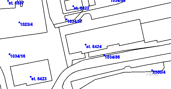 Parcela st. 6424 v KÚ Cheb, Katastrální mapa