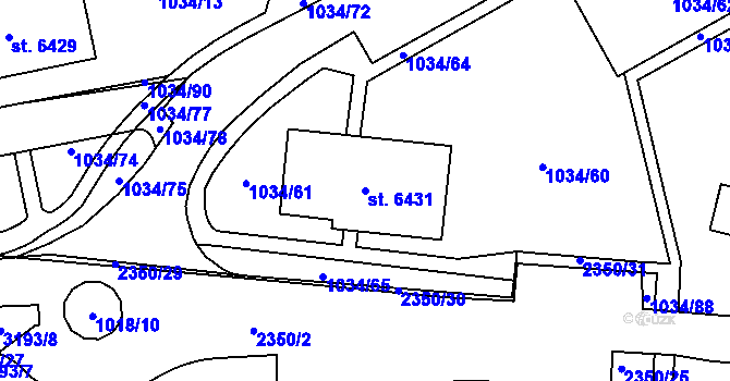 Parcela st. 6431 v KÚ Cheb, Katastrální mapa
