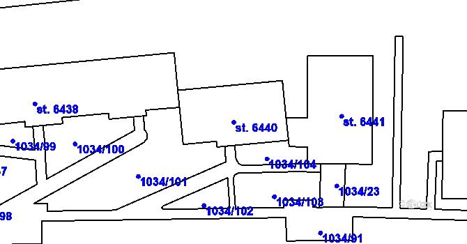 Parcela st. 6440 v KÚ Cheb, Katastrální mapa