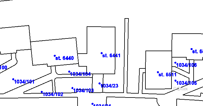 Parcela st. 6441 v KÚ Cheb, Katastrální mapa