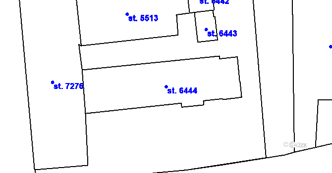 Parcela st. 6444 v KÚ Cheb, Katastrální mapa