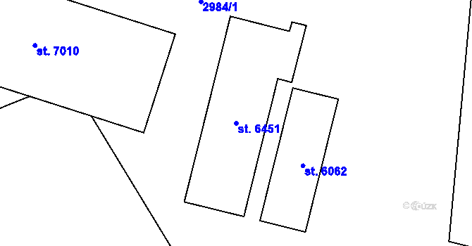 Parcela st. 6451 v KÚ Cheb, Katastrální mapa