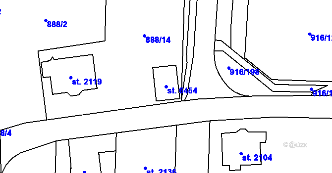 Parcela st. 6454 v KÚ Cheb, Katastrální mapa