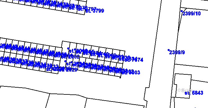 Parcela st. 6471 v KÚ Cheb, Katastrální mapa