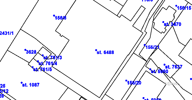 Parcela st. 6488 v KÚ Cheb, Katastrální mapa